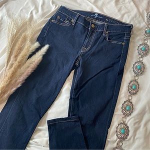 7 For All Mankind The Skinny Dark Wash High Rise Denim Jeans Size 27, Mom Jeans
